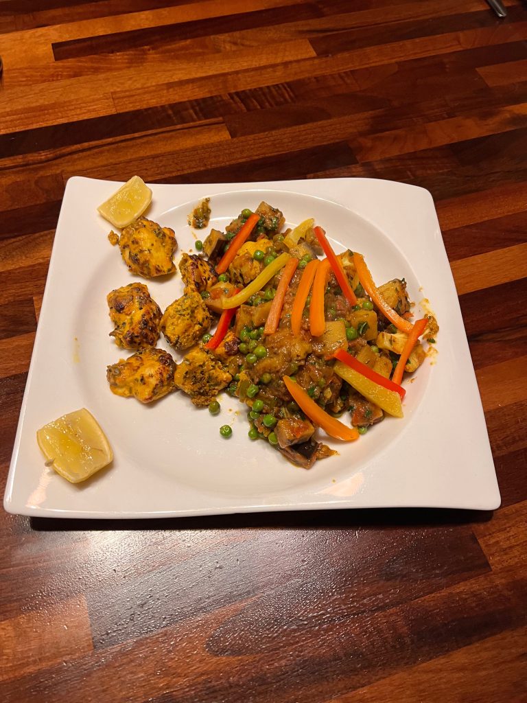 Achari Tikka with Mixed Vegetable Masala