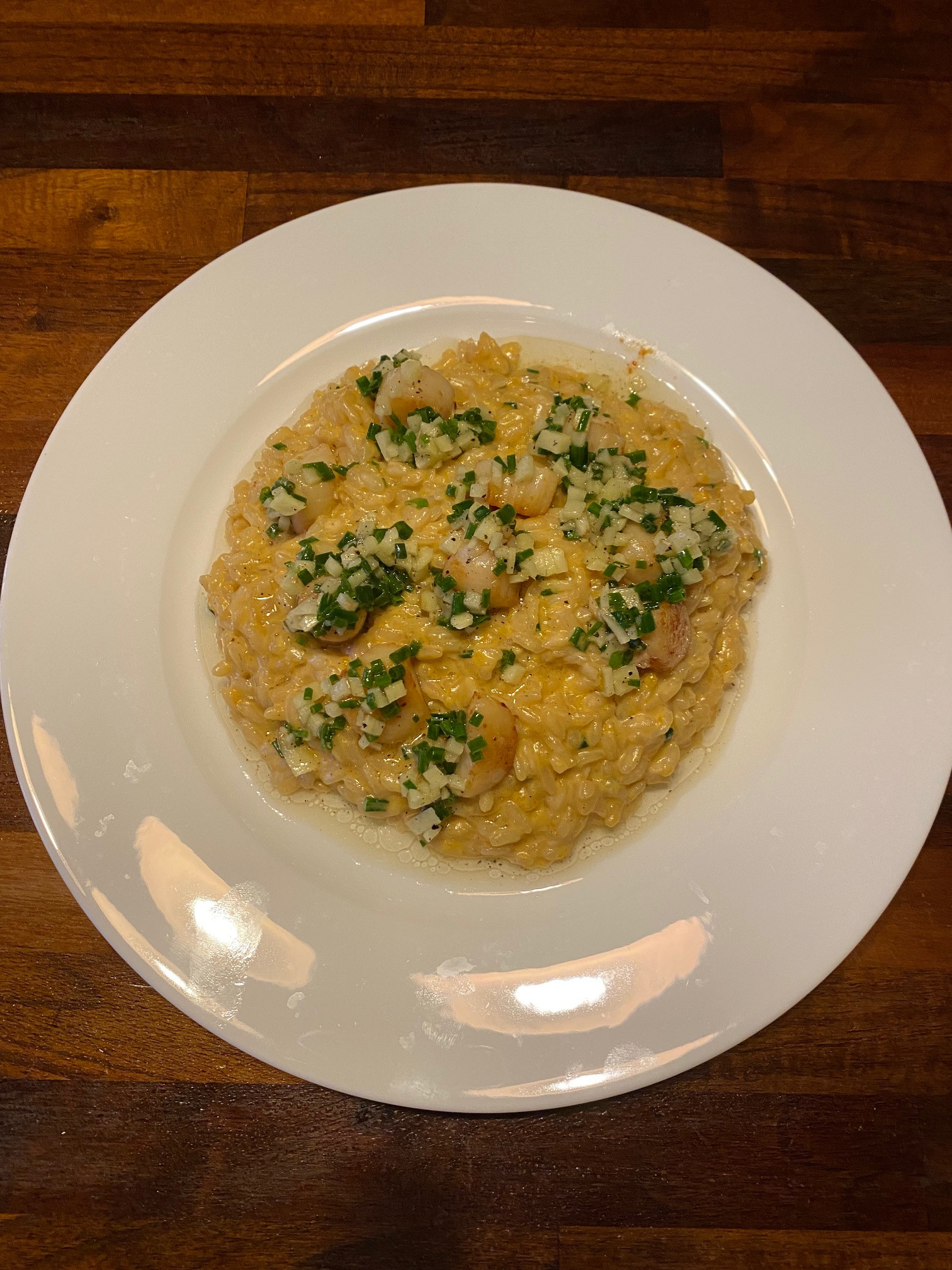 Butternut Squash Risotto with Zingy Scallops