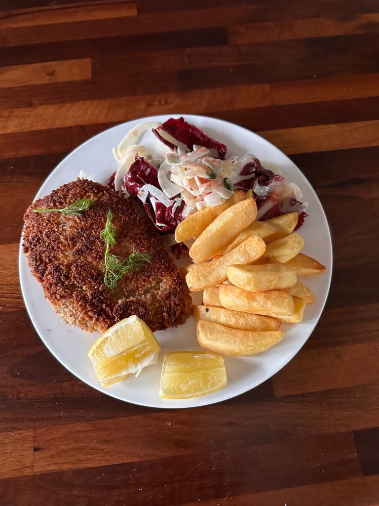 Chicken Milanese with Grapefruit and Fennel Salad