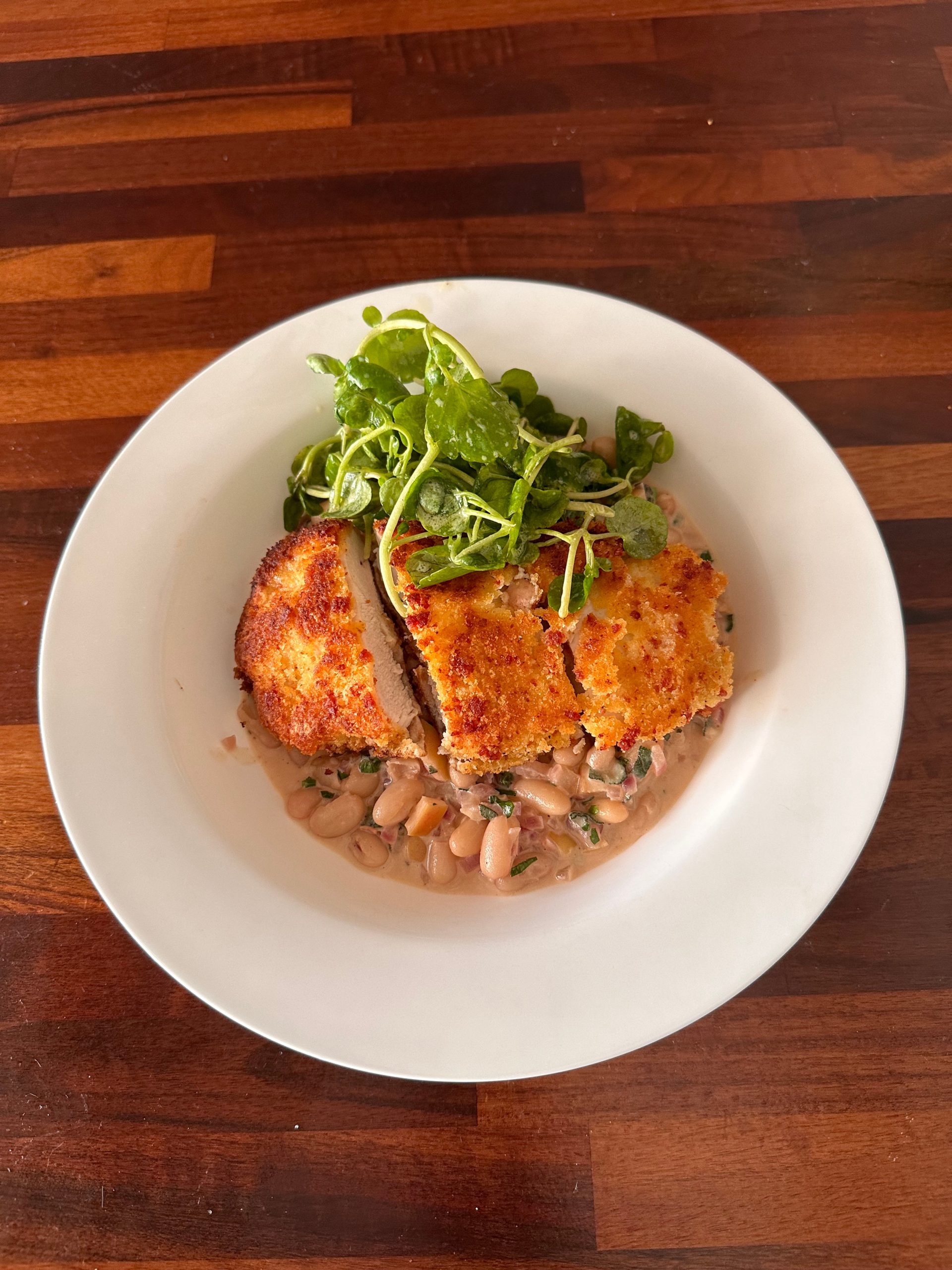 Chorizo Crusted Chicken with Apple & Sage Cassoulet