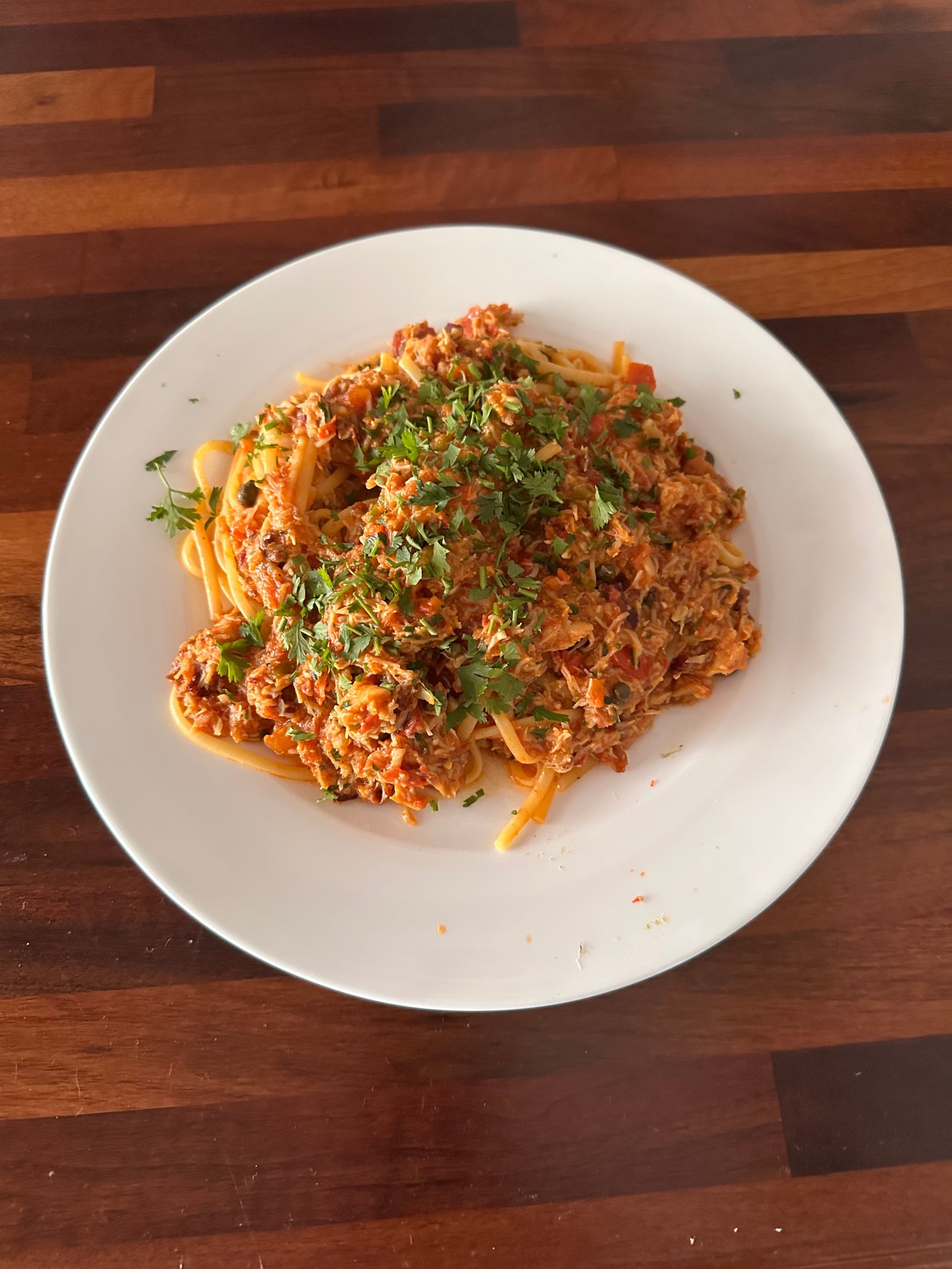Crab Spaghetti with Tomato & Caper sauce