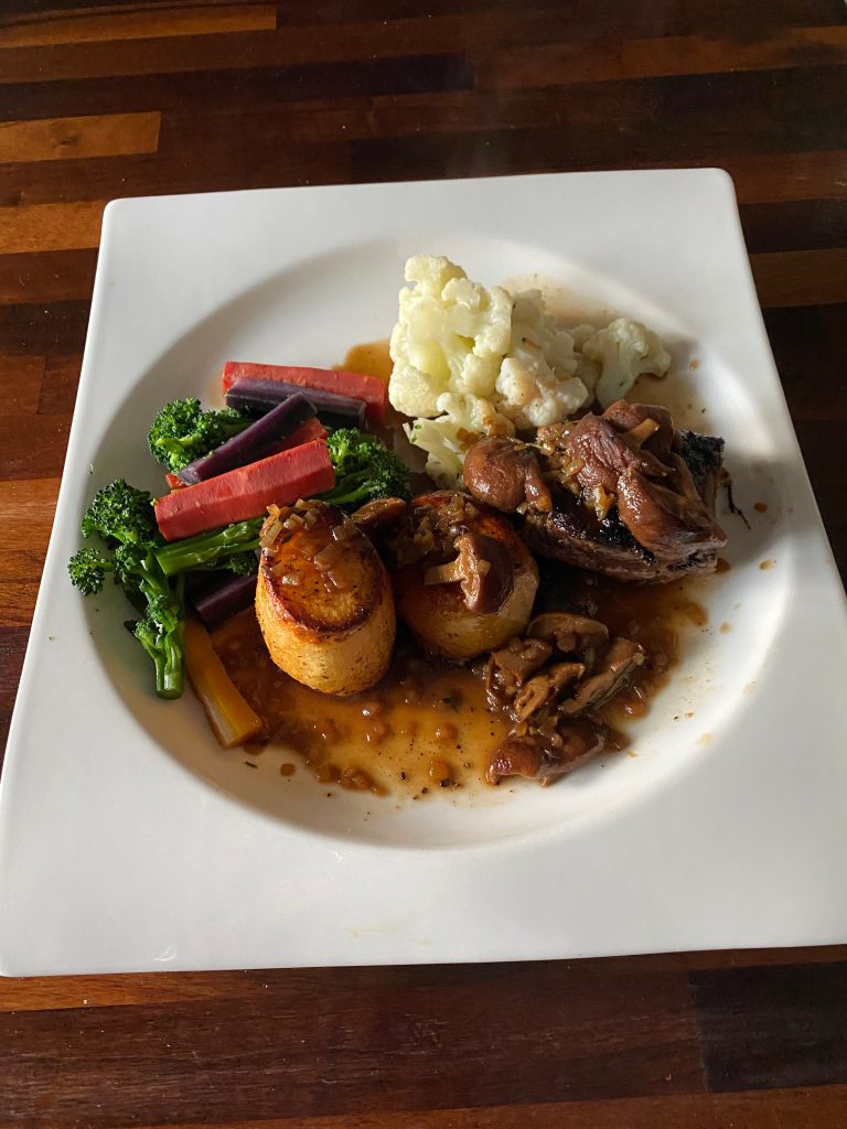 Fillet of Beef with Fondant Potatoes, Shitake Mushrooms and Brandy Sauce