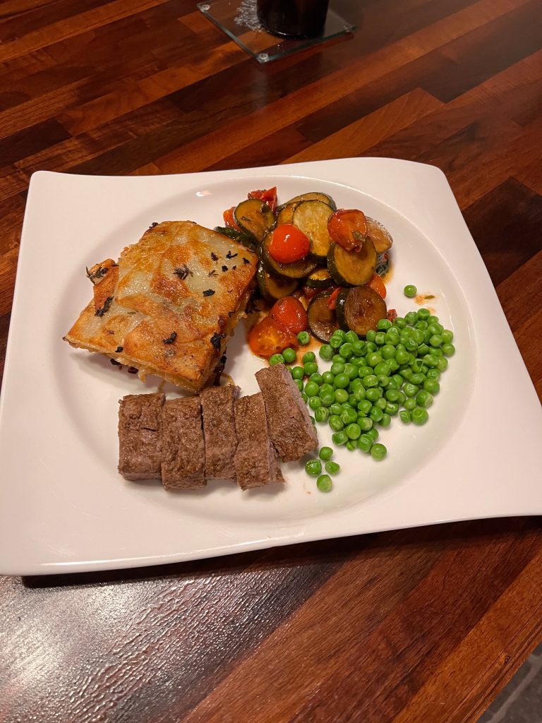 Fillet of Lamb with Courgettes Provençale & Pommes Boulangère