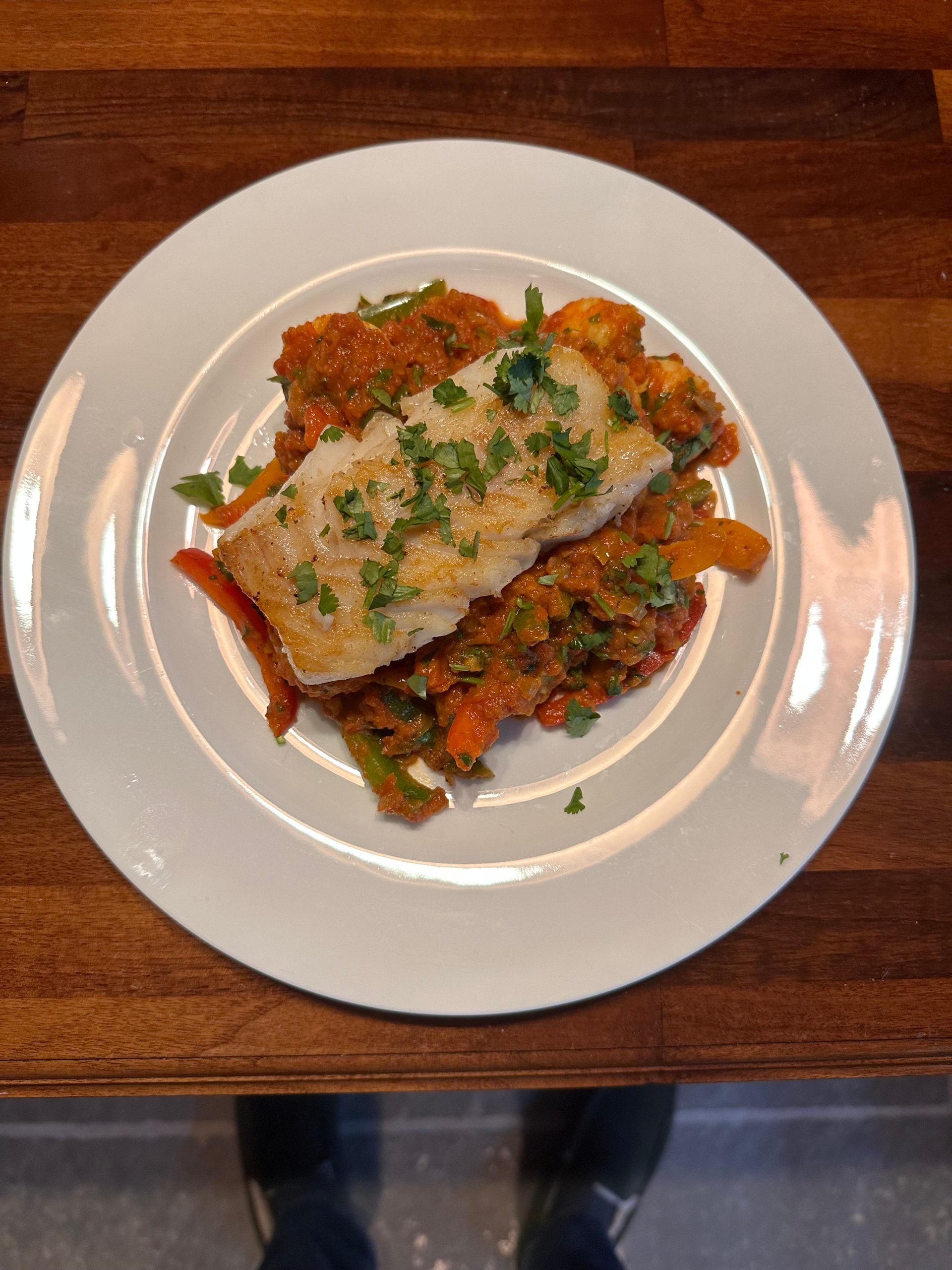 Prawn Jalfrezi with Pan Fried Cod