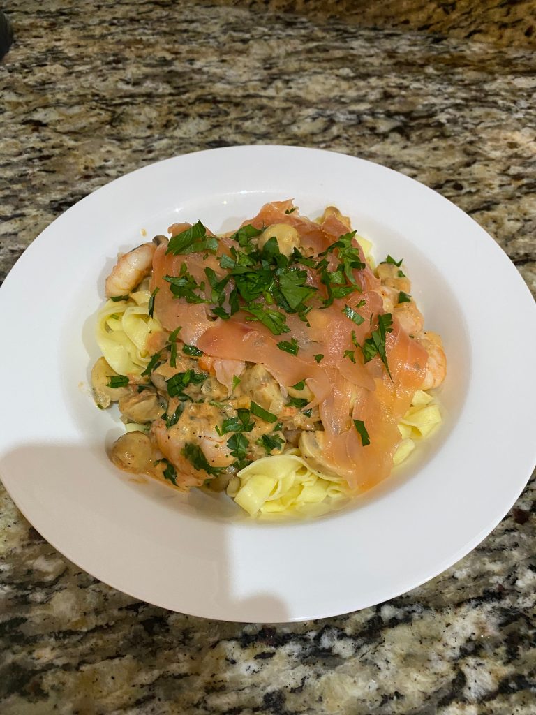 Prawn and Salmon Tagliatelle