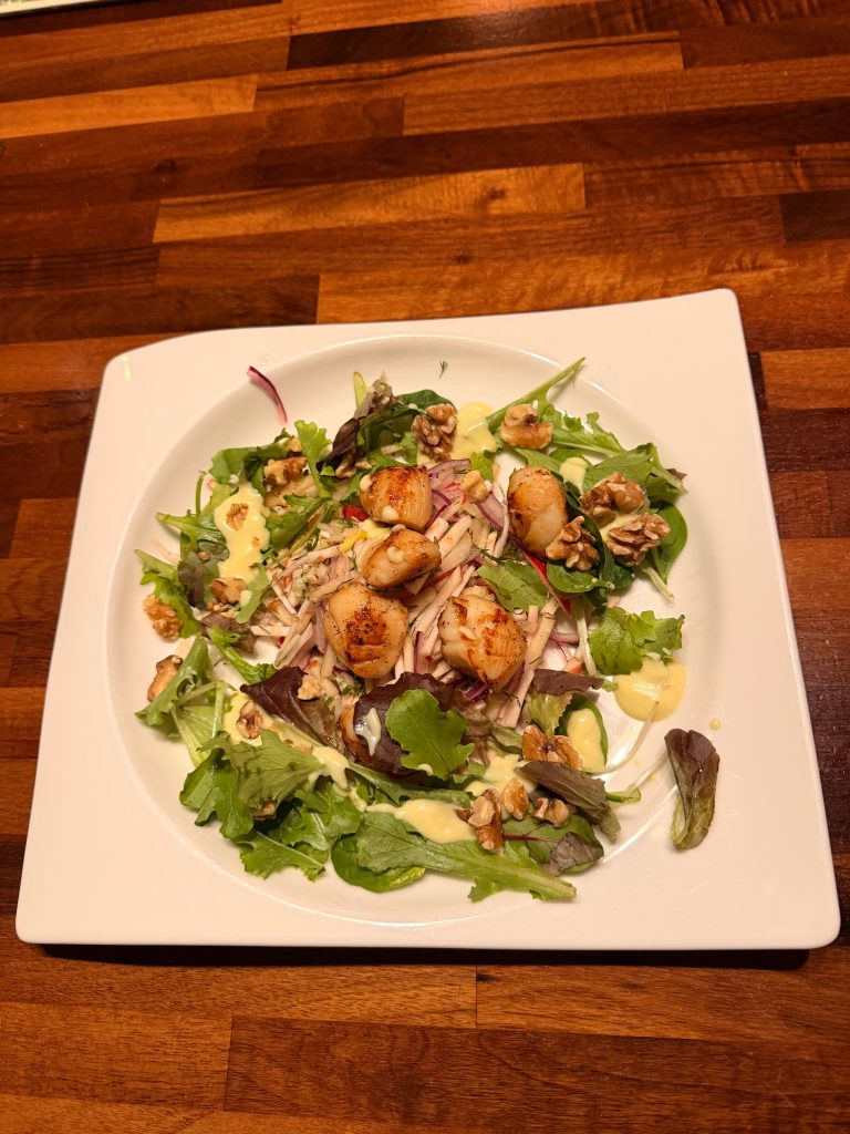 Scallops with Apple, Fennel and Celeriac Salad