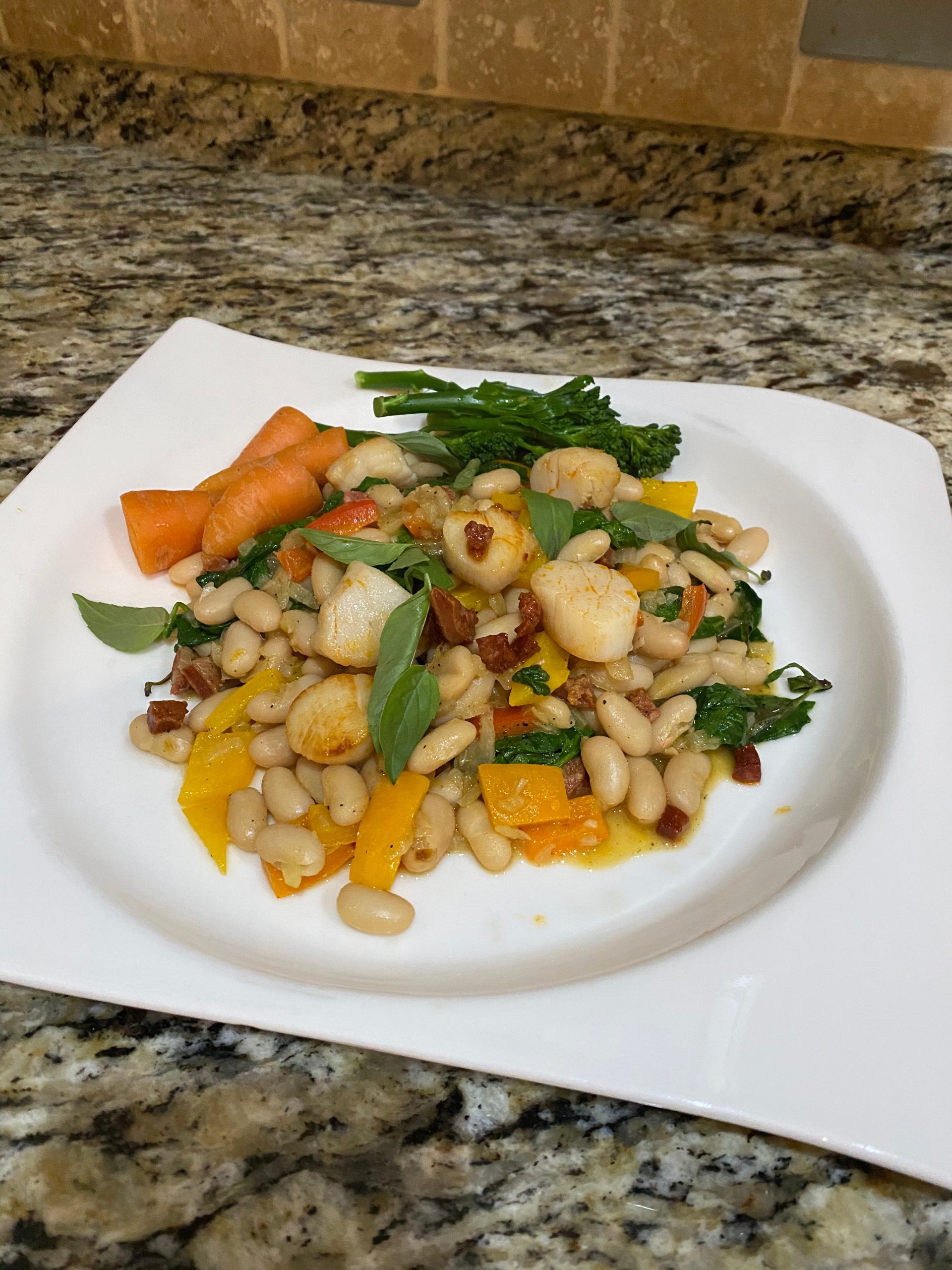 Seared Scallops with Cannellini Beans and Chorizo