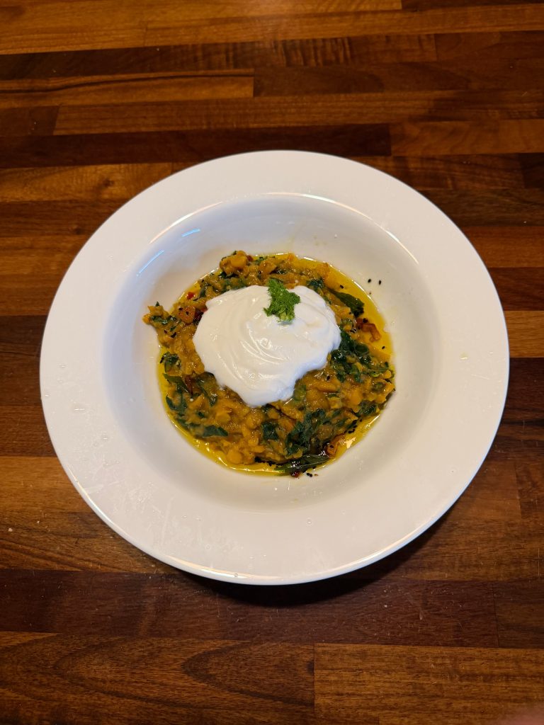 Split Yellow Pea Dhal with Tarka & Coconut Yoghurt