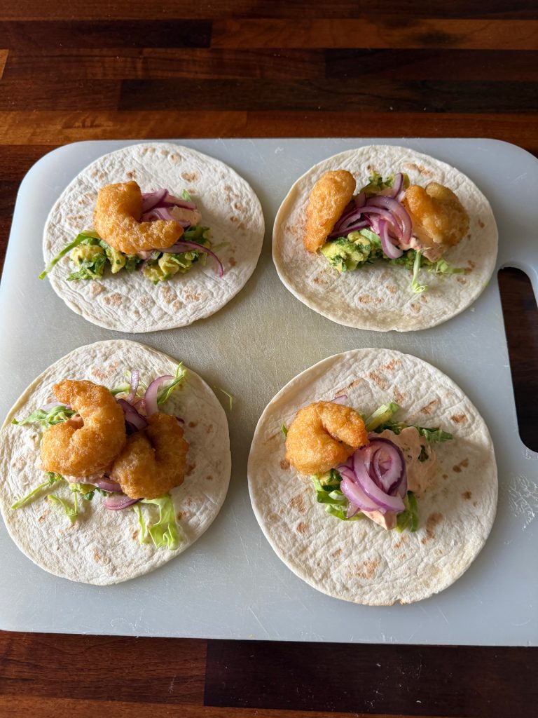 Battered Prawn Tacos