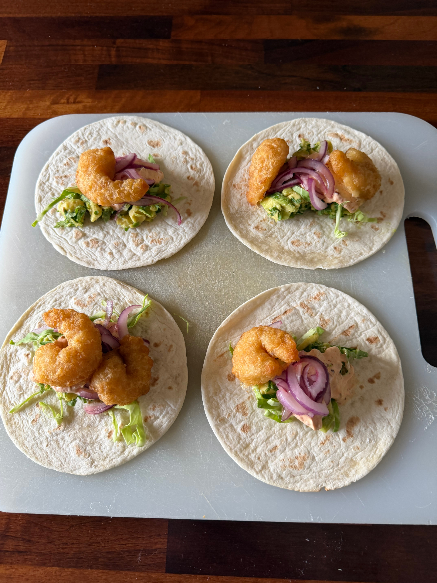 Battered Prawn Tacos