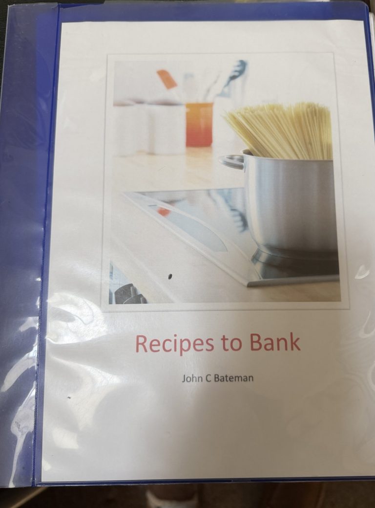 The original Recipes to Bank ring binder